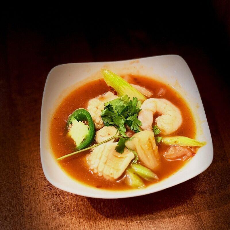 SPICY SEAFOOD SOUP with. SHRIMP & SQUID